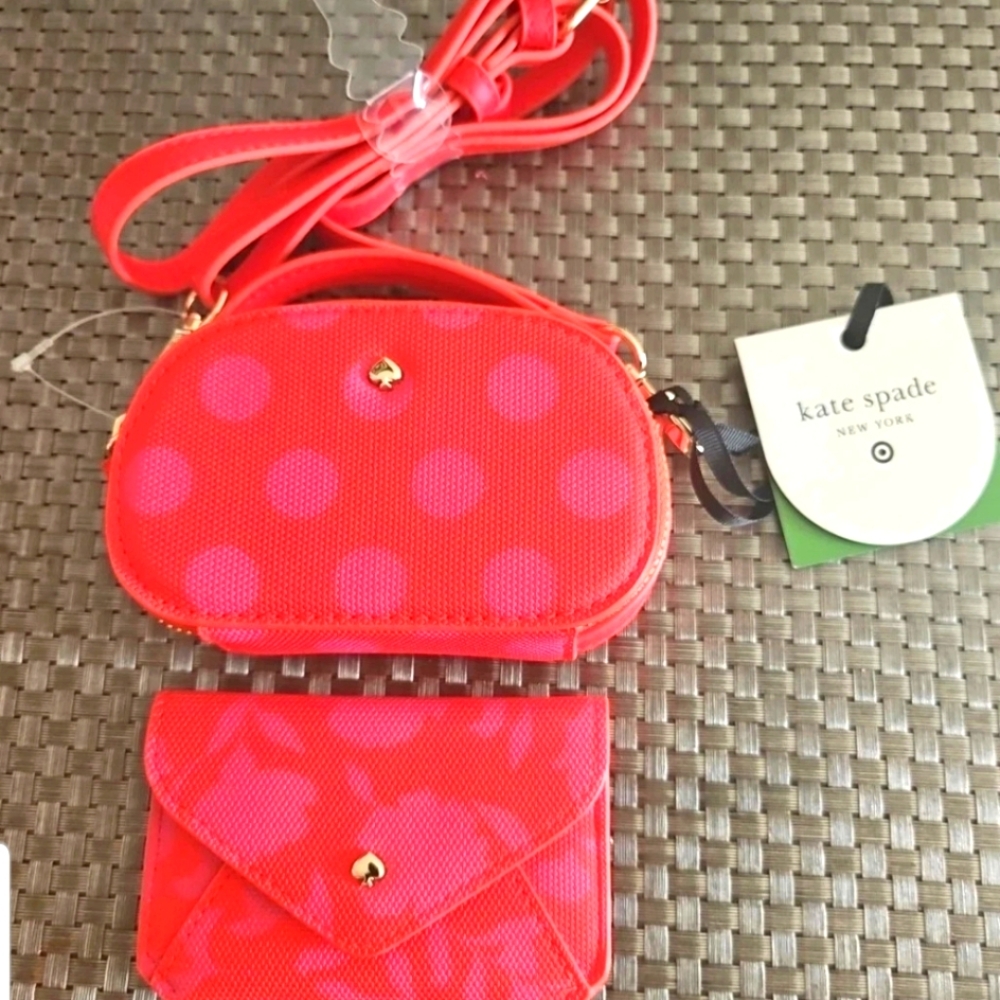 💜 Kate Spade x Target Mini Crossbody & Card Holder Polka Dot